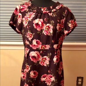 Boden Wool Plum Floral Sheath Dress